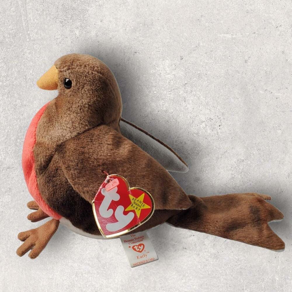 TY Beanie Baby Early the Robin Bird Stuffed Animal Toy Errors Tag Retired
